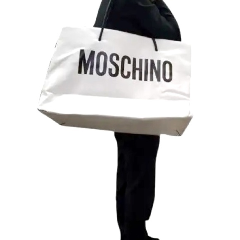 V.RARE,RUNWAY MOSCHINO COUTURE OVERSIZE SHOPPER BAG-BLK/WHT,AW20LINE,JEREMYSCOTT